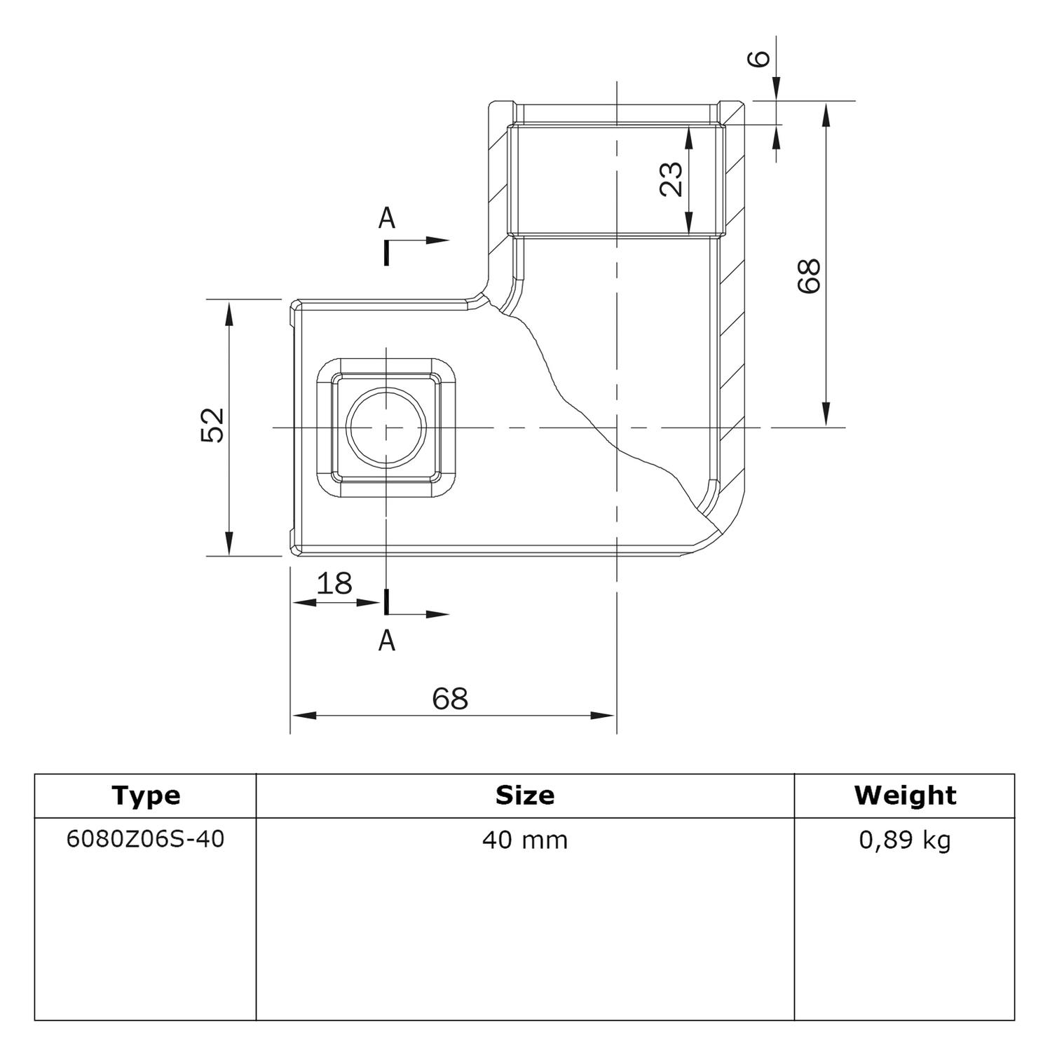 Doos Kniestuk 90⁰ - zwart - vierkant - 25 mm (60 stuks)